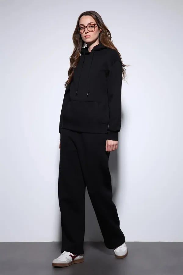 Antioch Black Hooded Basic Women's Sweatshirt