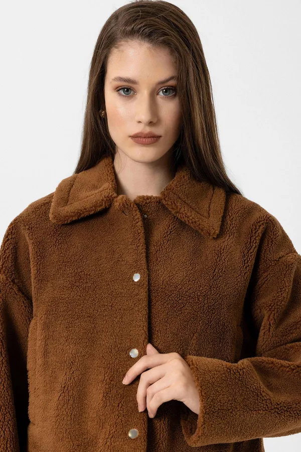 Manteau texturé doux pour femme Antioch Coffee