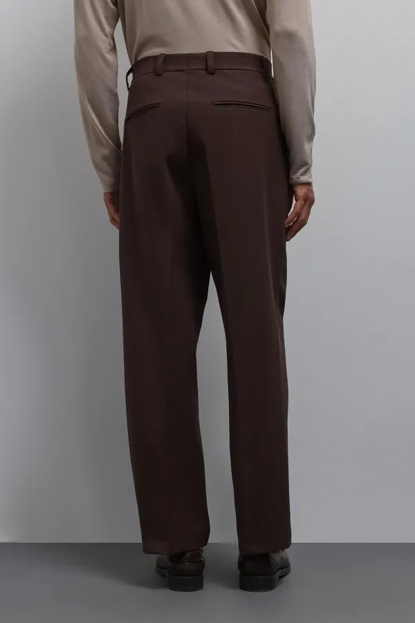 Antioch Coffee Relax Fit Pleated Men's Trousers