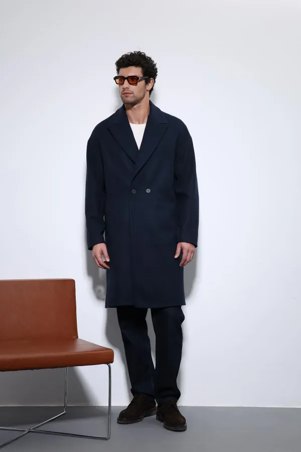 Antioch Navy Blue Oversize Double-Breasted Men's Coat