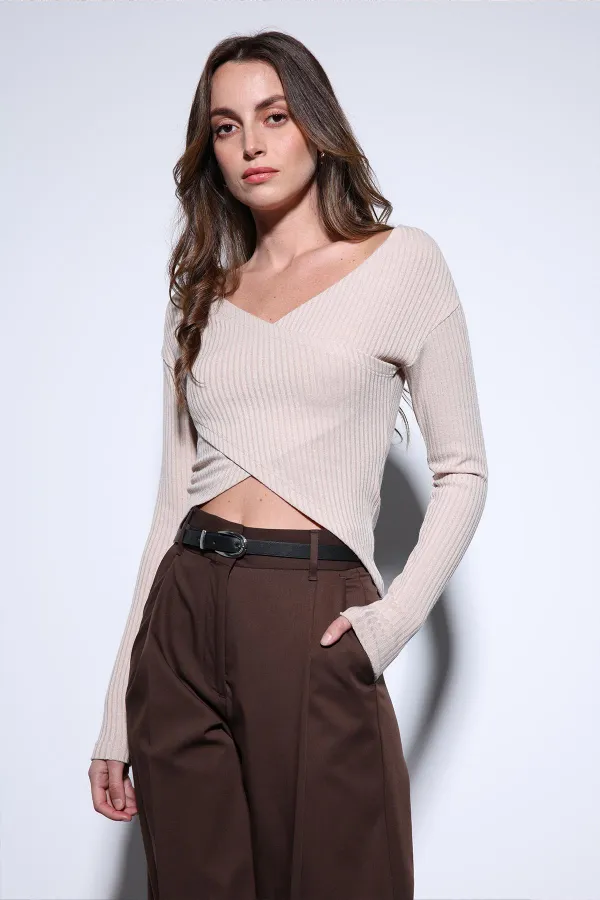 Antioch Bej Kruvaze Kadın Bluz