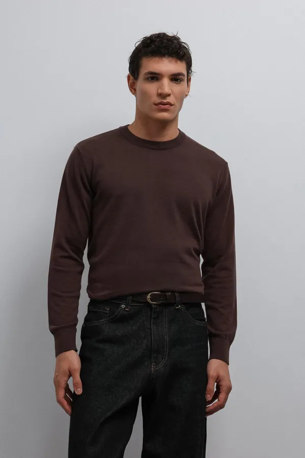 Antioch Kahve Yumuşak Dokulu Basic Erkek Kazak