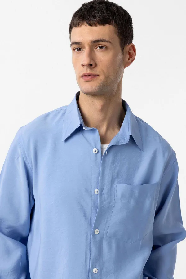 Antioch Mavi Modal Kumaş Relax Fit Erkek Gömlek