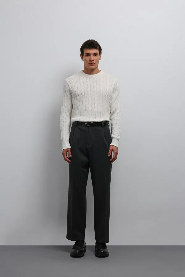 Pull en maille texturée blanc cassé Antioch pour homme