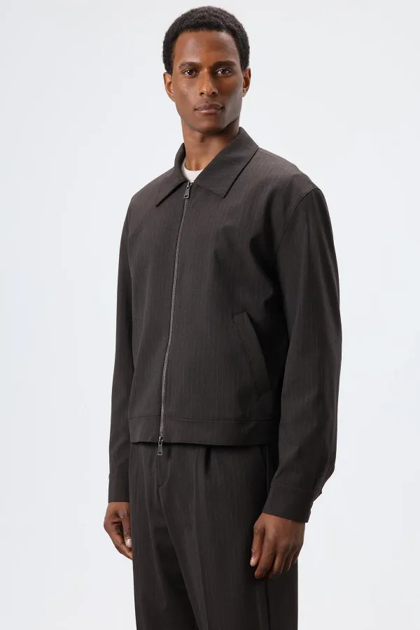 Antioch Açık Kahve Çizgili Mevsimlik Erkek Mont