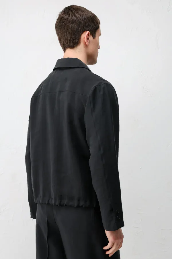 Antioch Black Lyocell Blend Summer Men's Jacket
