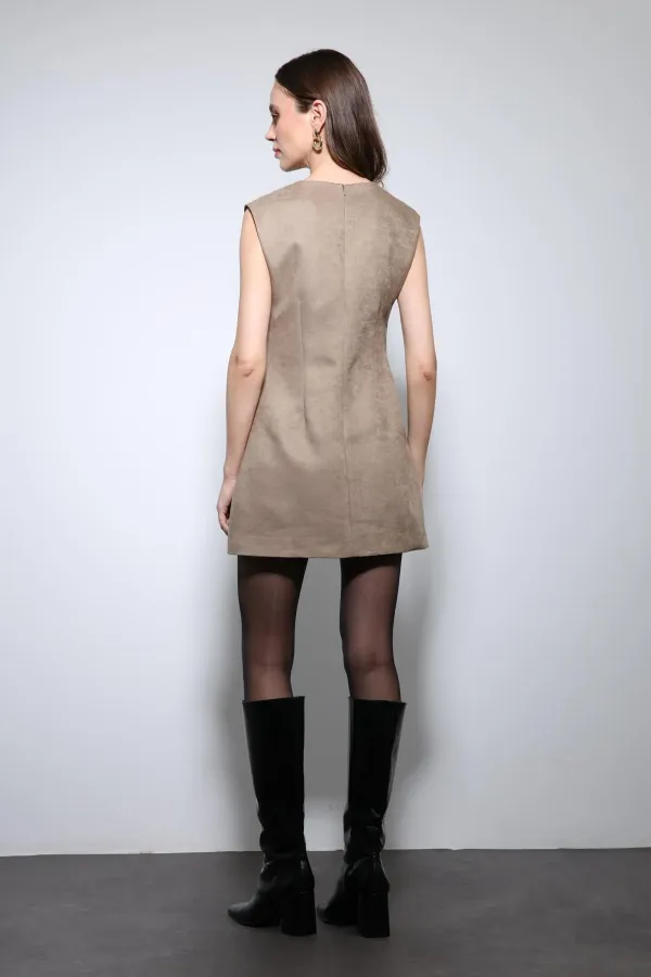 Antioch Bej Dekolteli Kısa Elbise