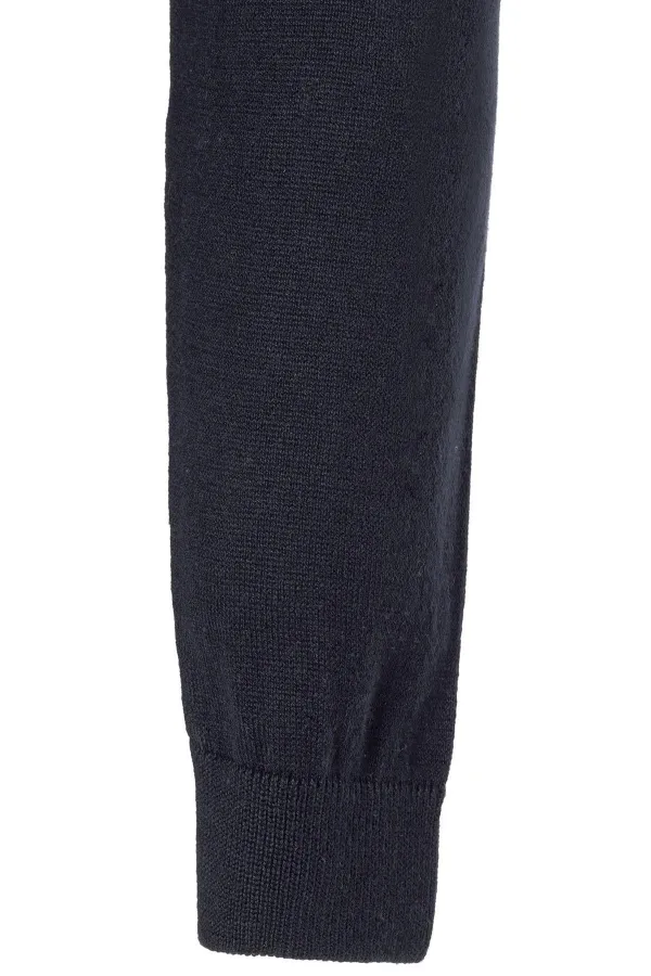 Antioch Navy Blue Crew Neck Slim Fit Knit Sweater