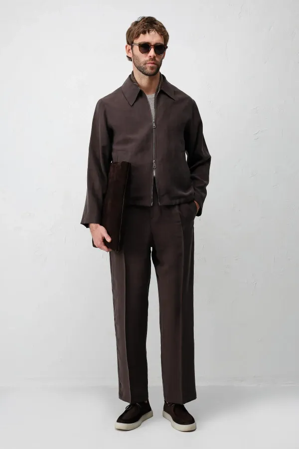 Antioch Dark Brown Lyocell Blend Men's Summer Jacket