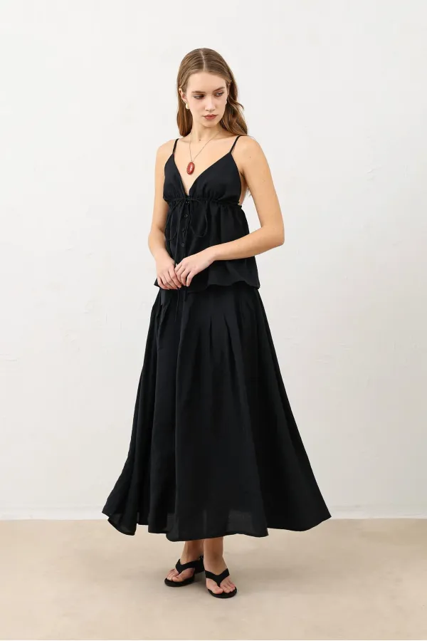 Jupe drapée noire Antioch pour femme