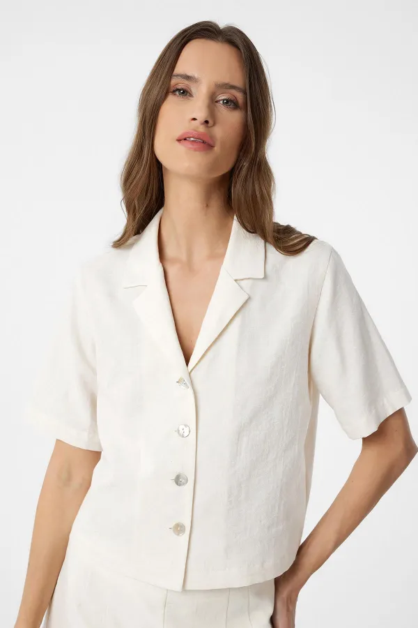 Antioch Ekru Gömlek Şort Kadın Takım