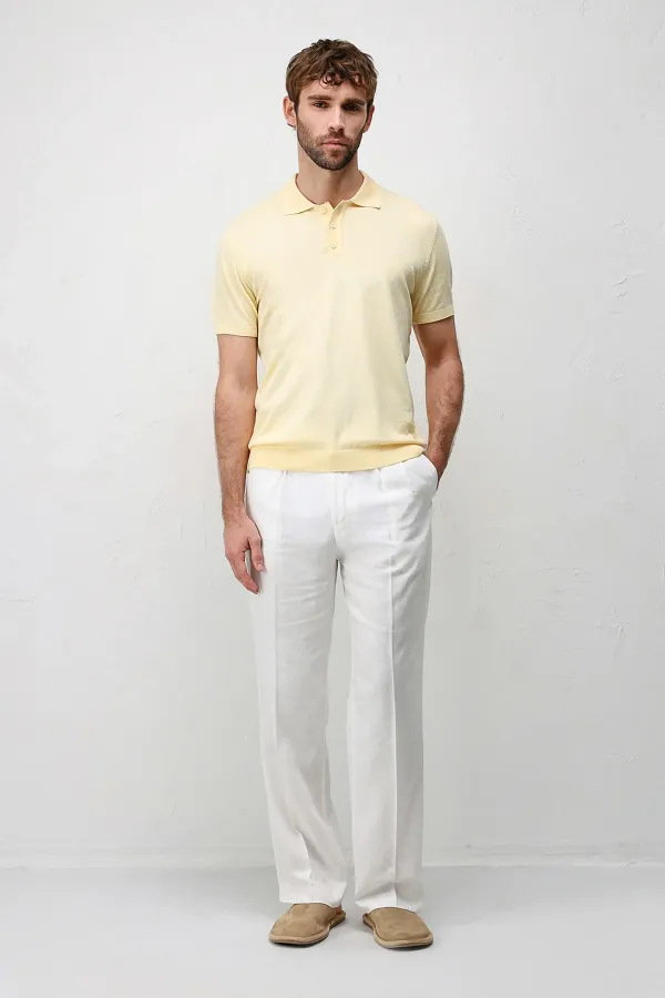 Antioch Sarı Comfort Slim Polo Yaka Erkek Triko T-Shirt