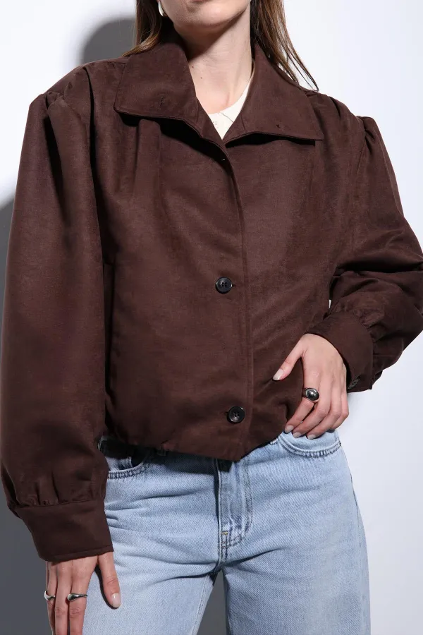 Veste bomber femme Antioch Coffee aspect daim