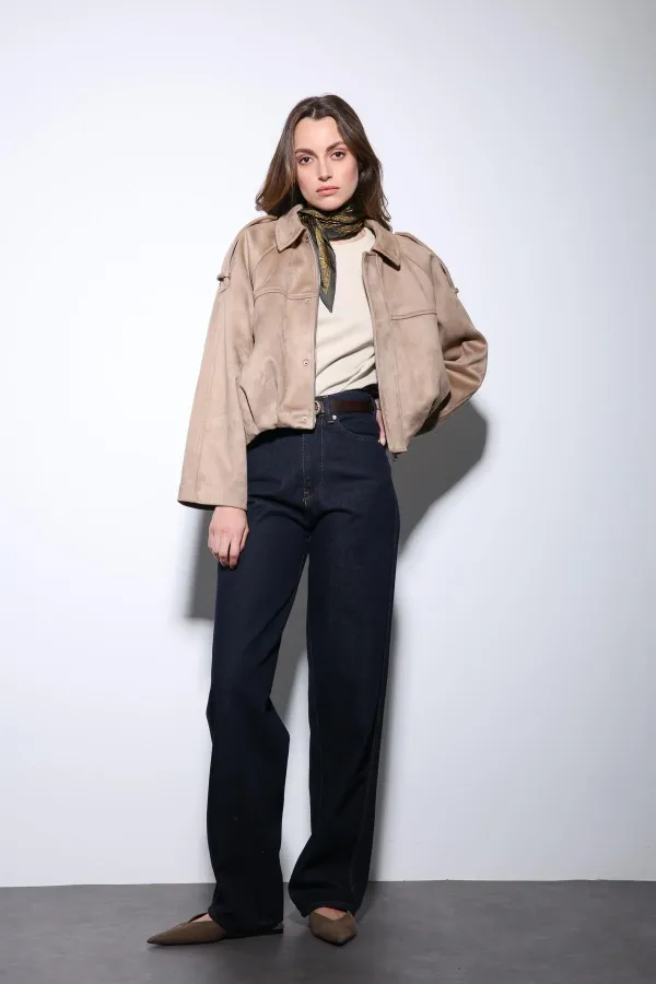 Antioch Taş Süet Görünümlü Bomber Kadın Mont