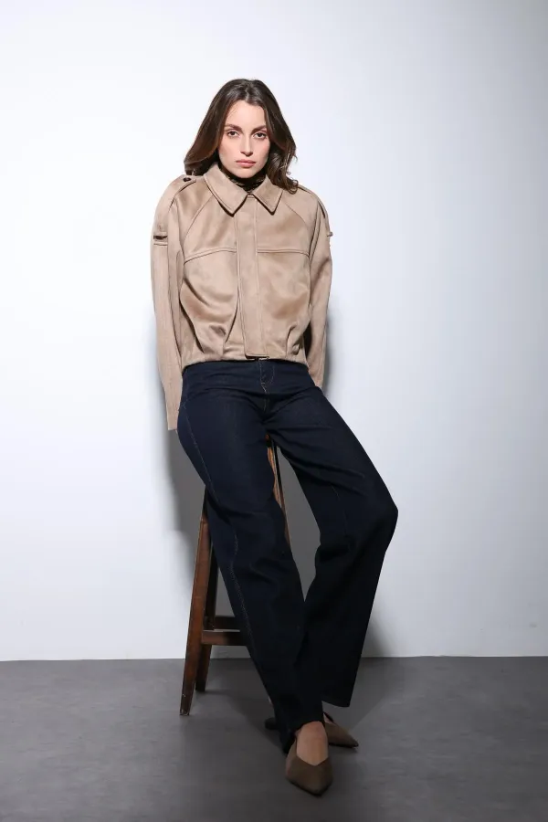 Antioch Taş Süet Görünümlü Bomber Kadın Mont