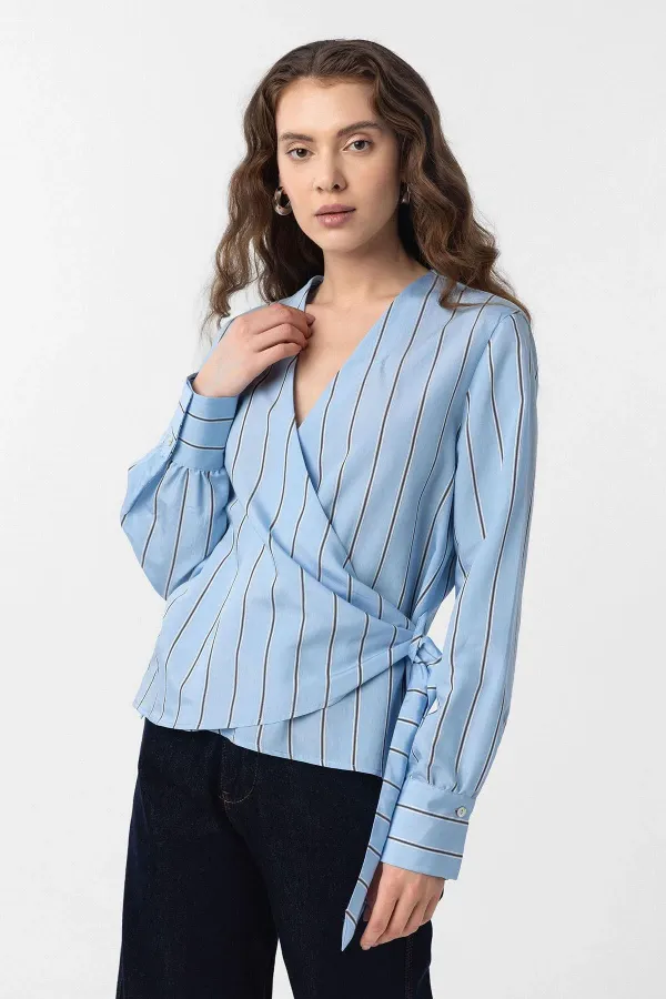 Antioch Blue Draped Kimono Women's Shirt