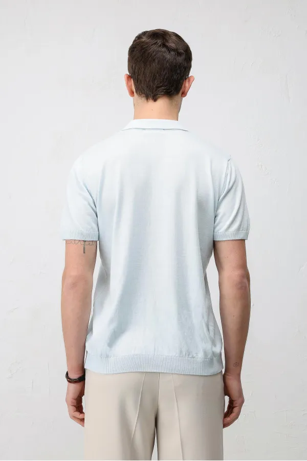 Antioch Bebe Mavi Comfort Slim Polo Yaka Erkek Triko T-Shirt