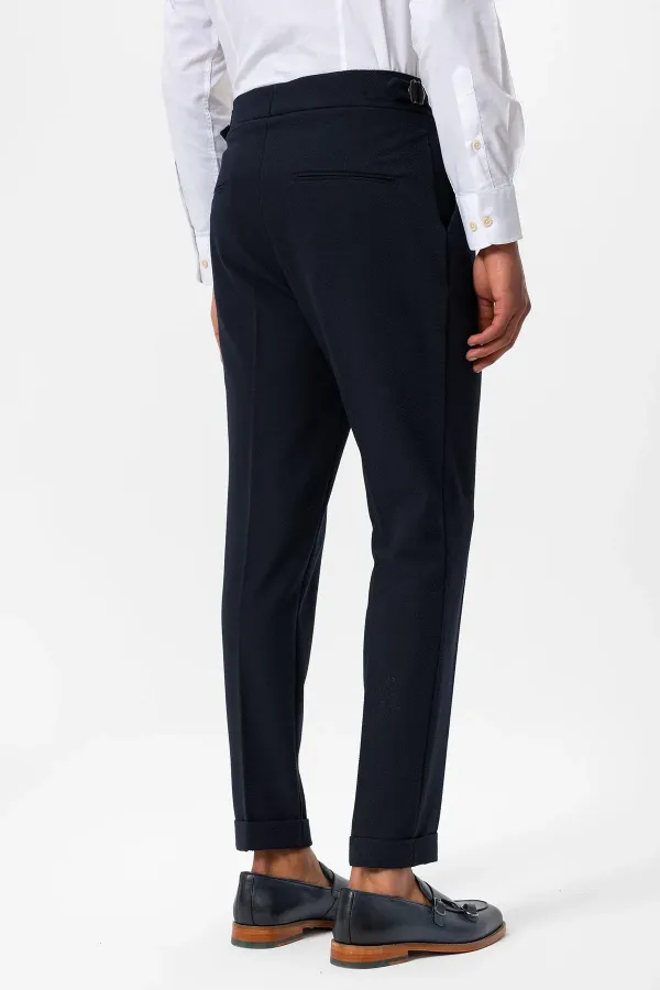 Pantalon Antioch Navy taille haute plissé texturé pour homme