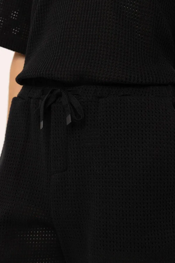 Antioch Siyah Dokulu Relaxed Erkek Şort