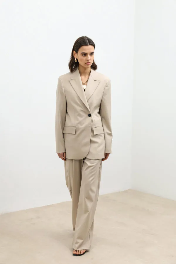 Antioch Beige Double-Breasted Women's Blazer