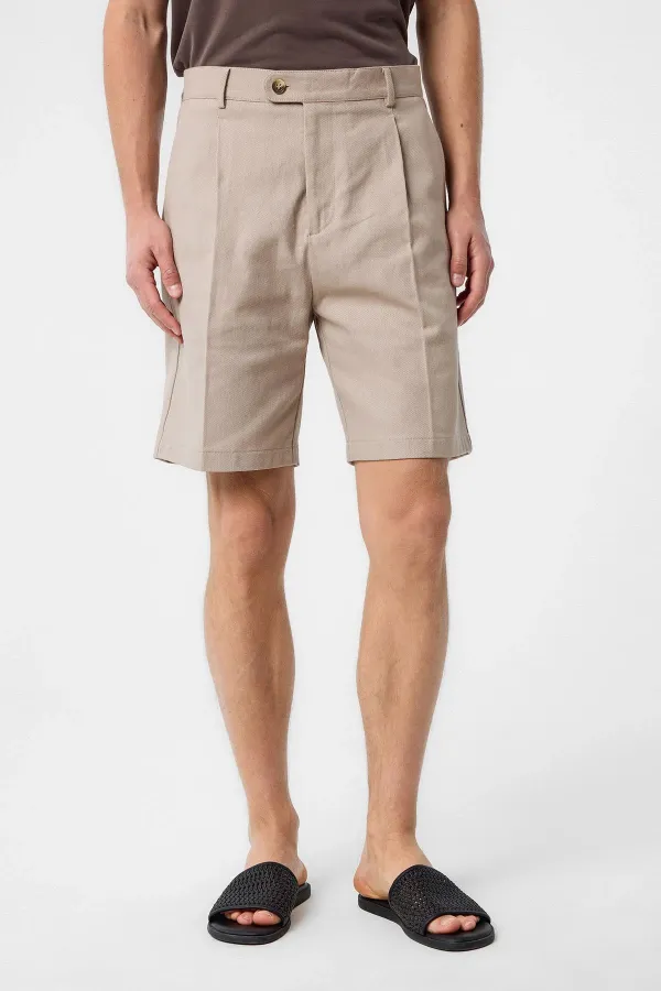 Short plissé beige taille haute pour homme Antioch