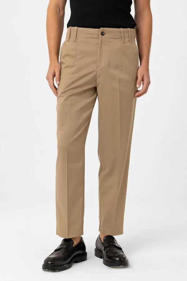 Pantalon Antioch beige taille haute coupe droite pour homme