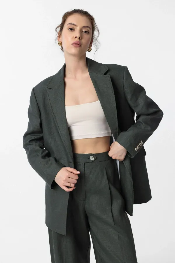 Veste blazer femme Antioch Khaki 100% lin