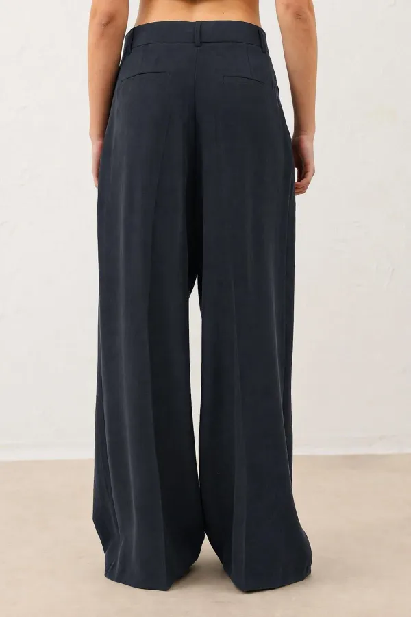 Antioch Lacivert Pileli Palazzo Kadın Pantolon