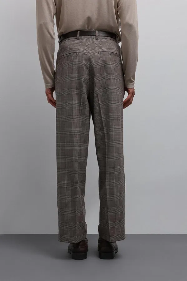 Antioch Kahve Relax Fit Ekoseli Erkek Pantolon