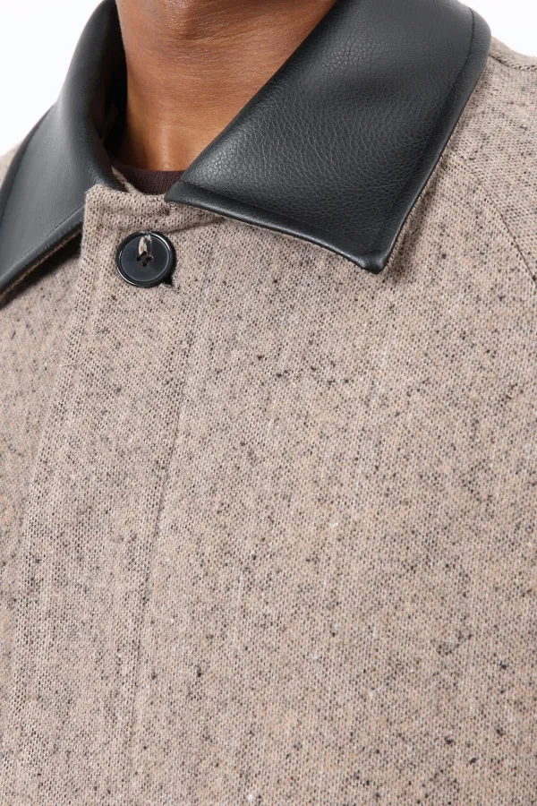 Antioch Vizon Yün Karışımlı Kontrast Yaka Erkek Kaban