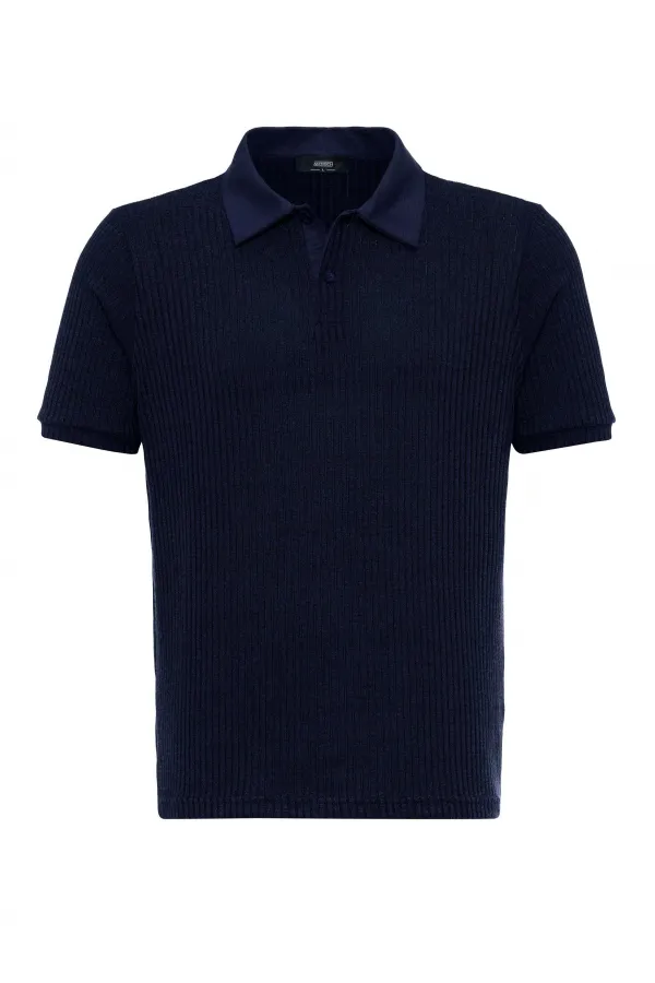 Antioch Lacivert Slim Fit Polo Yaka Erkek T-Shirt