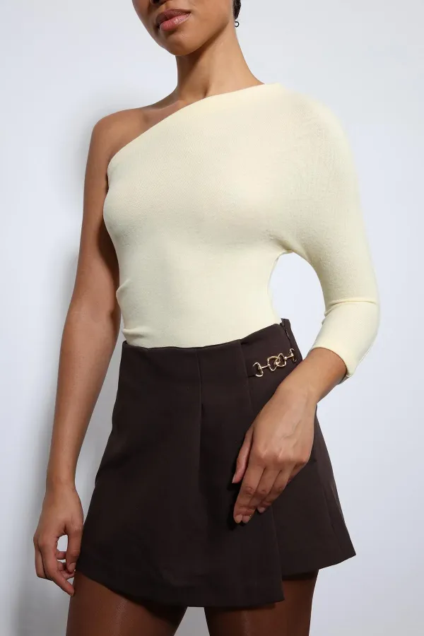 Antioch Yellow Asymmetrical Collar Top