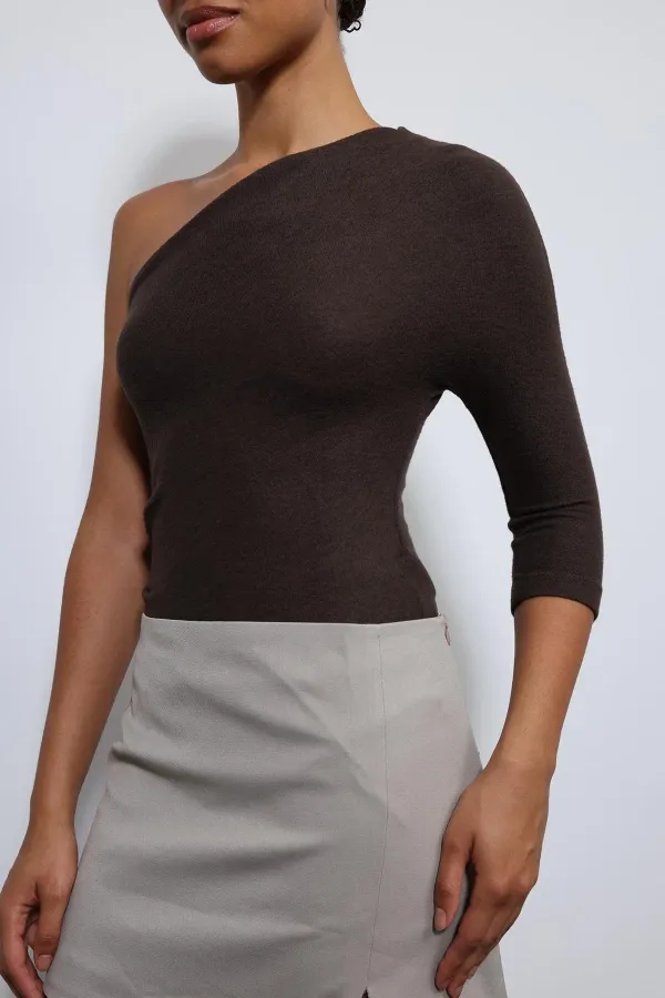 Antioch Coffee Asymmetrical Neck Top