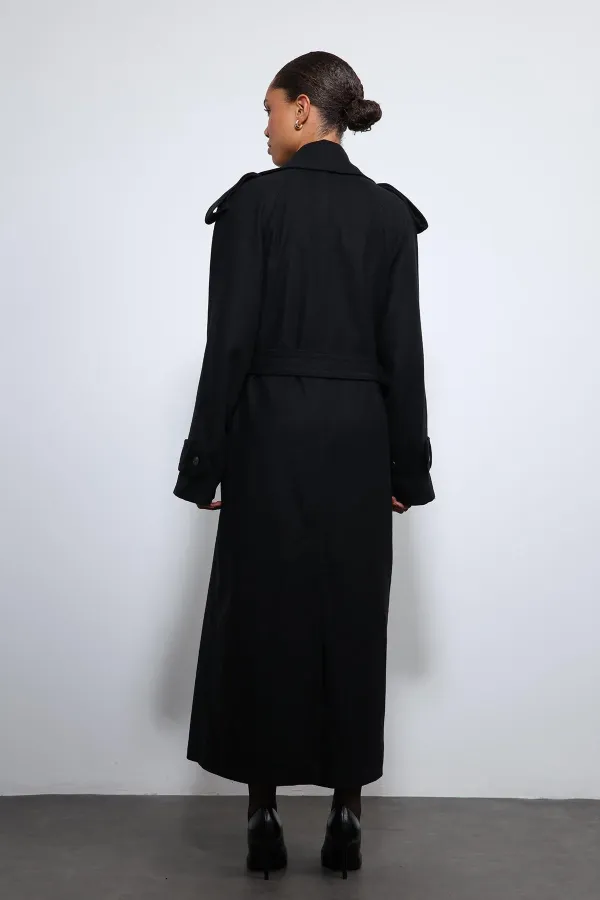 Antioch Black Oversize Belted Coat