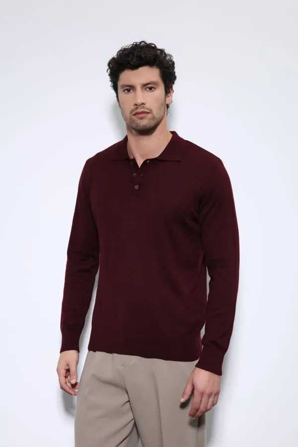Pull homme à col polo bordeaux Antioch