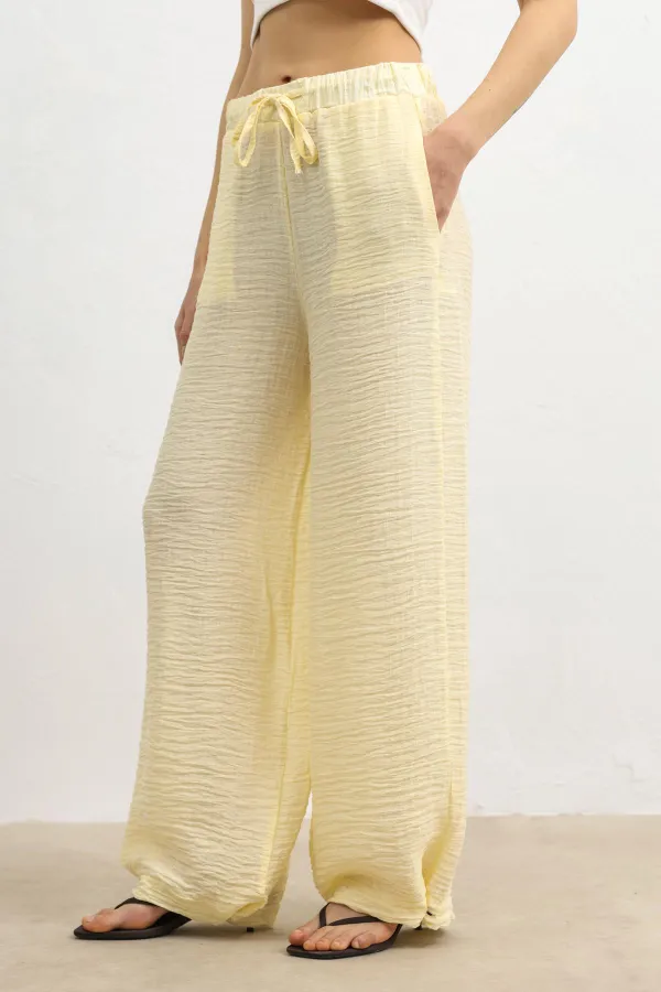 Antioch Sarı Ayarlanabilir Paça Dökümlü Kadın Pantolon