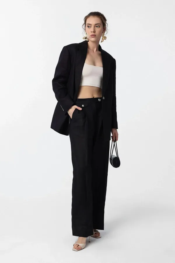 Antioch Black 100% Linen Women's Blazer Jacket