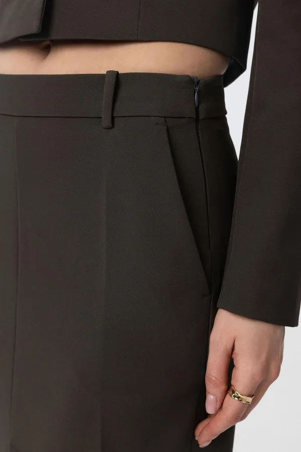 Jupe crayon Antioch Khaki pour femme avec fente