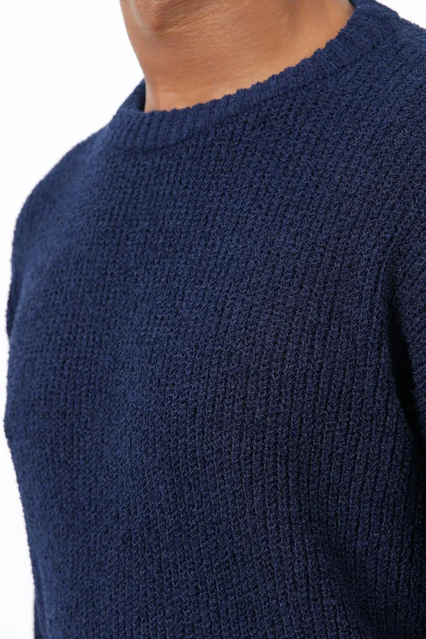 Pull en maille bleu marine Antioch pour homme