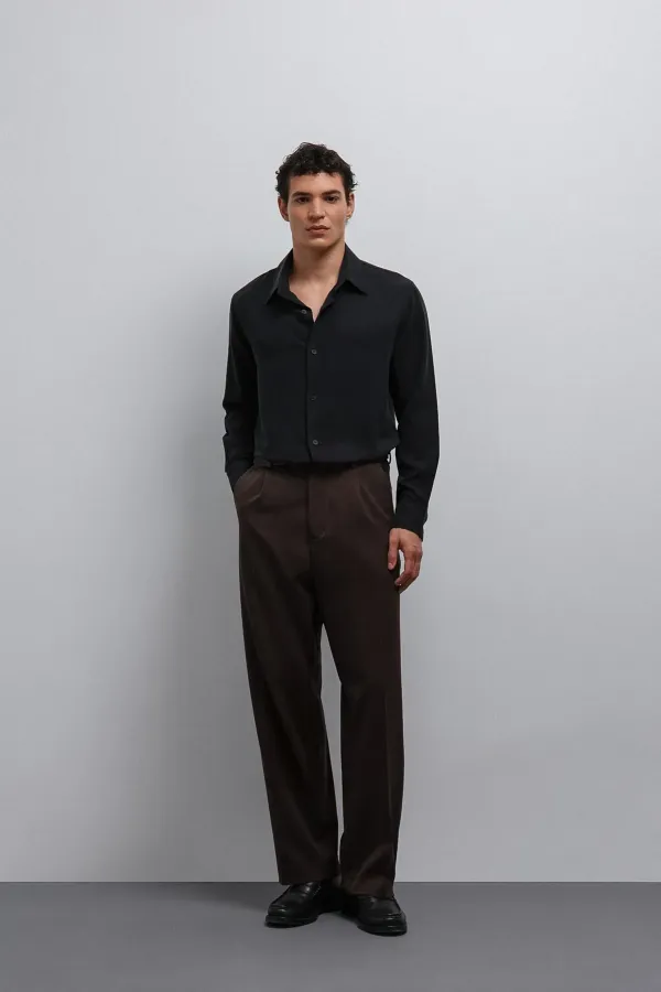 Antioch Koyu Kahve Relax Fit Baggy Pilili Erkek Pantolon