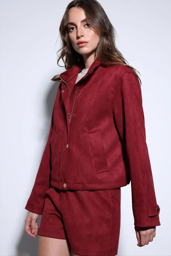 Veste bomber en daim bordeaux Antioch