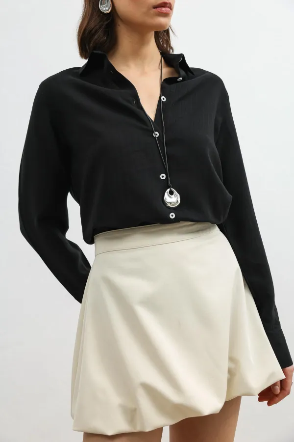 Chemise rayée Antioch Black 100 % lyocell pour femme avec mouchoir