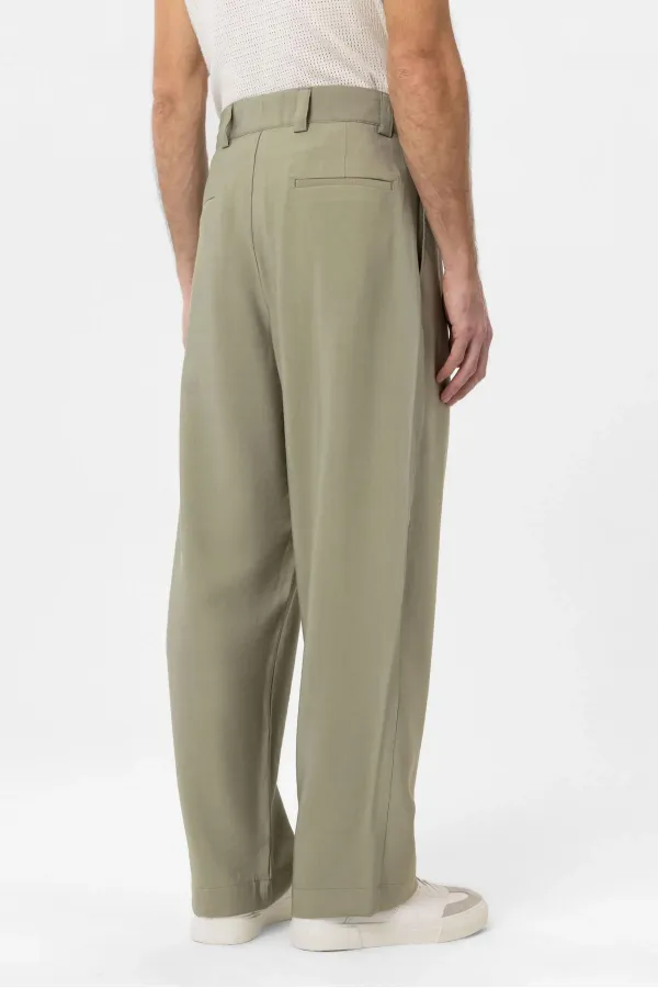 Antioch Haki Pileli Baggy Fit Erkek Pantolon