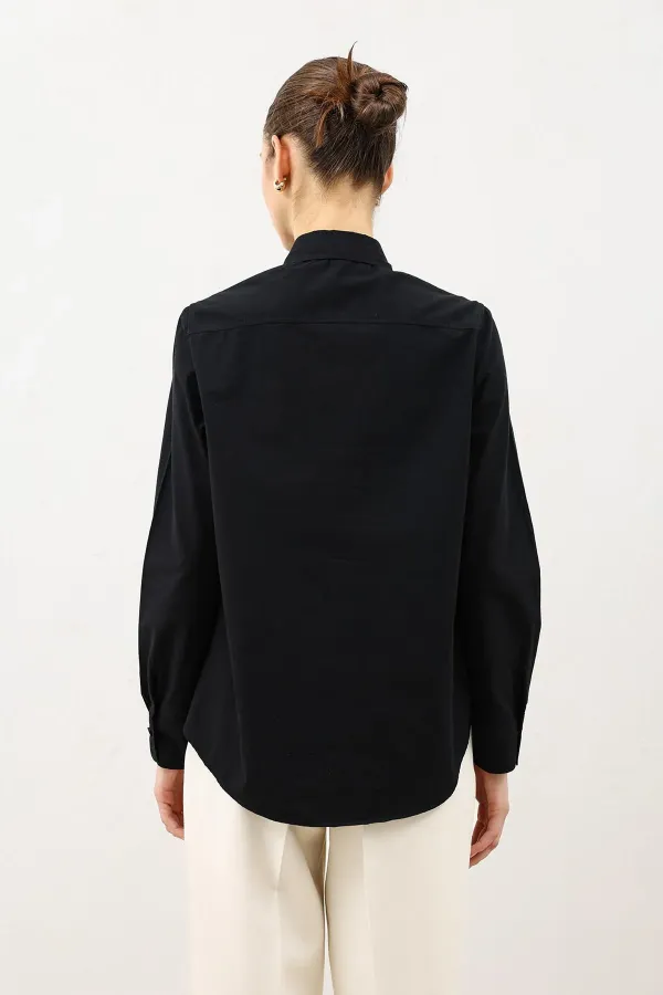 Antioch Black Button Detail Poplin Shirt