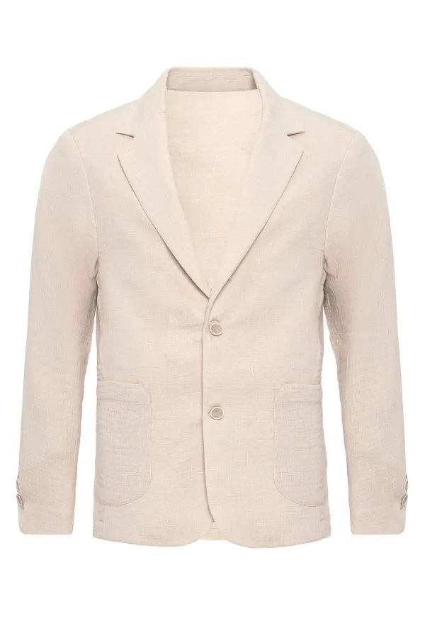 Antioch Ekru Astarsız Torba Cepli Erkek Blazer Ceket Antioch Ekru Astarsız Torba Cepli Erkek Blazer Ceket