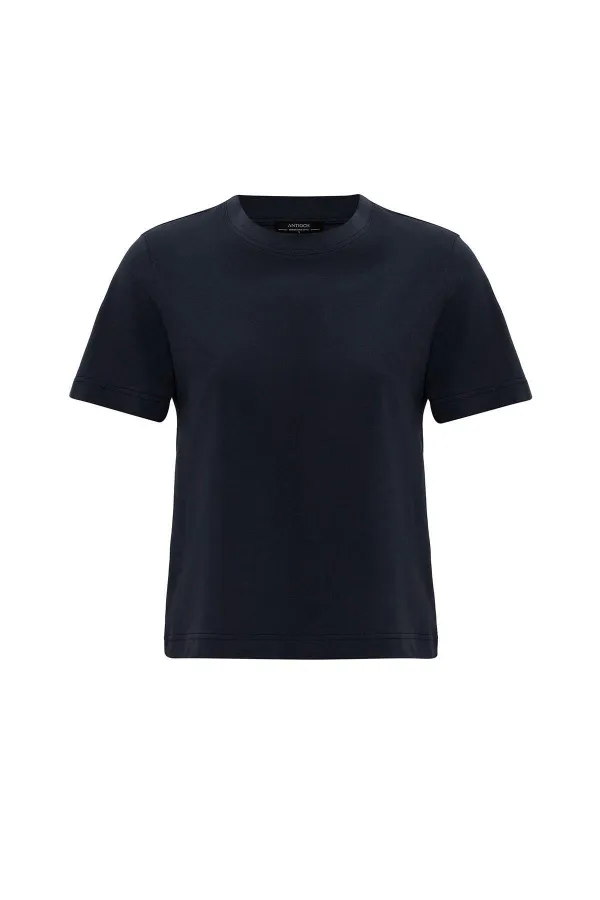 Antioch Navy Blue Women's Crew Neck Basic T-Shirt