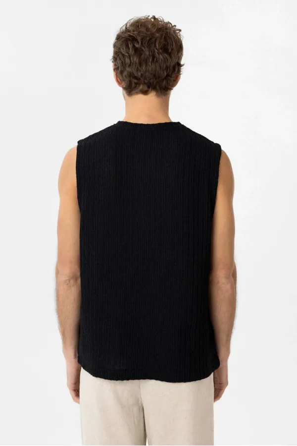 Débardeur texturé noir Antioch pour homme