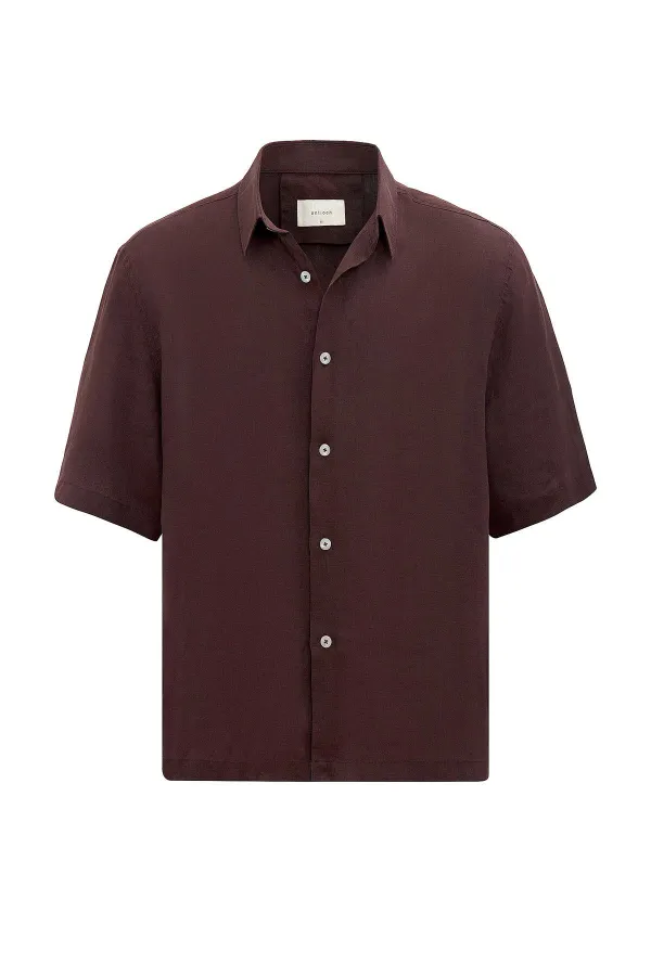 Antioch Burgundy 100% Linen Relaxed Men's Shirt