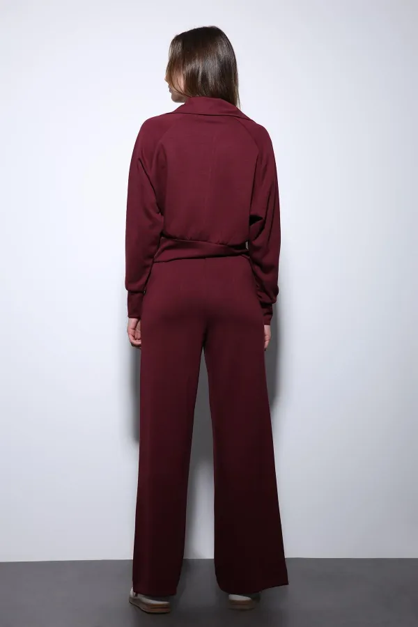 Antioch Burgundy Zip-Up Women's Tracksuit Set