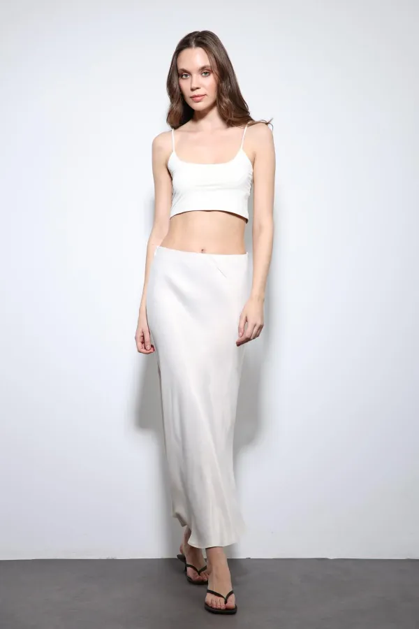 Jupe midi en satin Antioch Stone